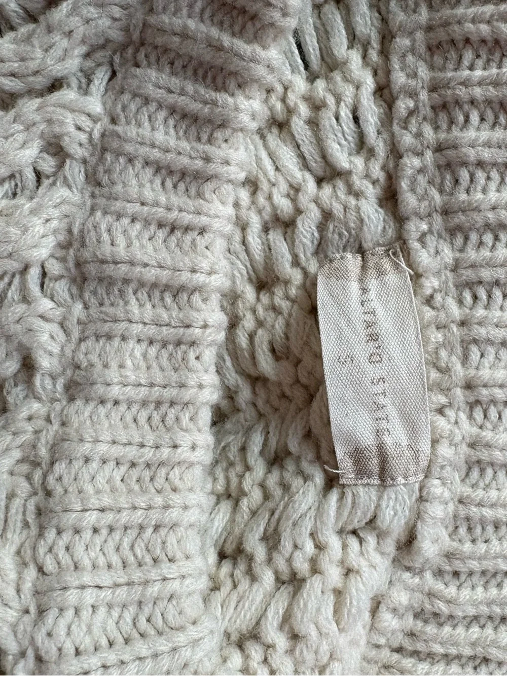 Altar'd State Cream Cable Knit Crewneck Sweater